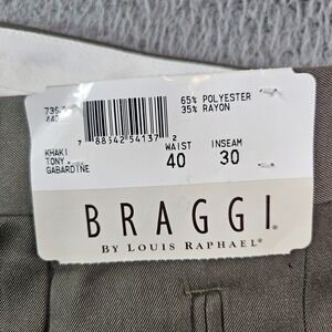 NWT - Braggi Louis Raphael‎ Pants Men 38x30 Pleated Front Khaki  - NEW